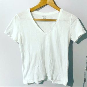 Madewell White V Neck Tshirt XS